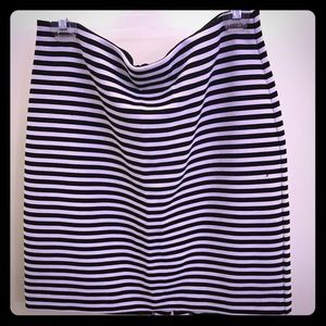 Loft Black + White Stripe Stretch Pencil Skirt